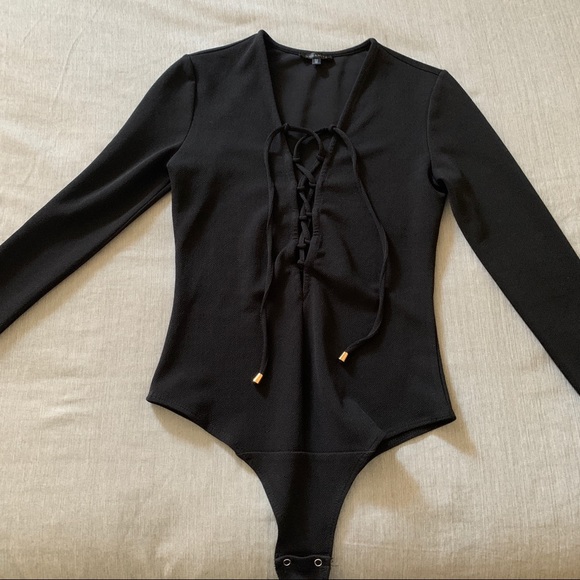 Dynamite - Lace-up Long Sleeve Bodysuit - Picture 1 of 4